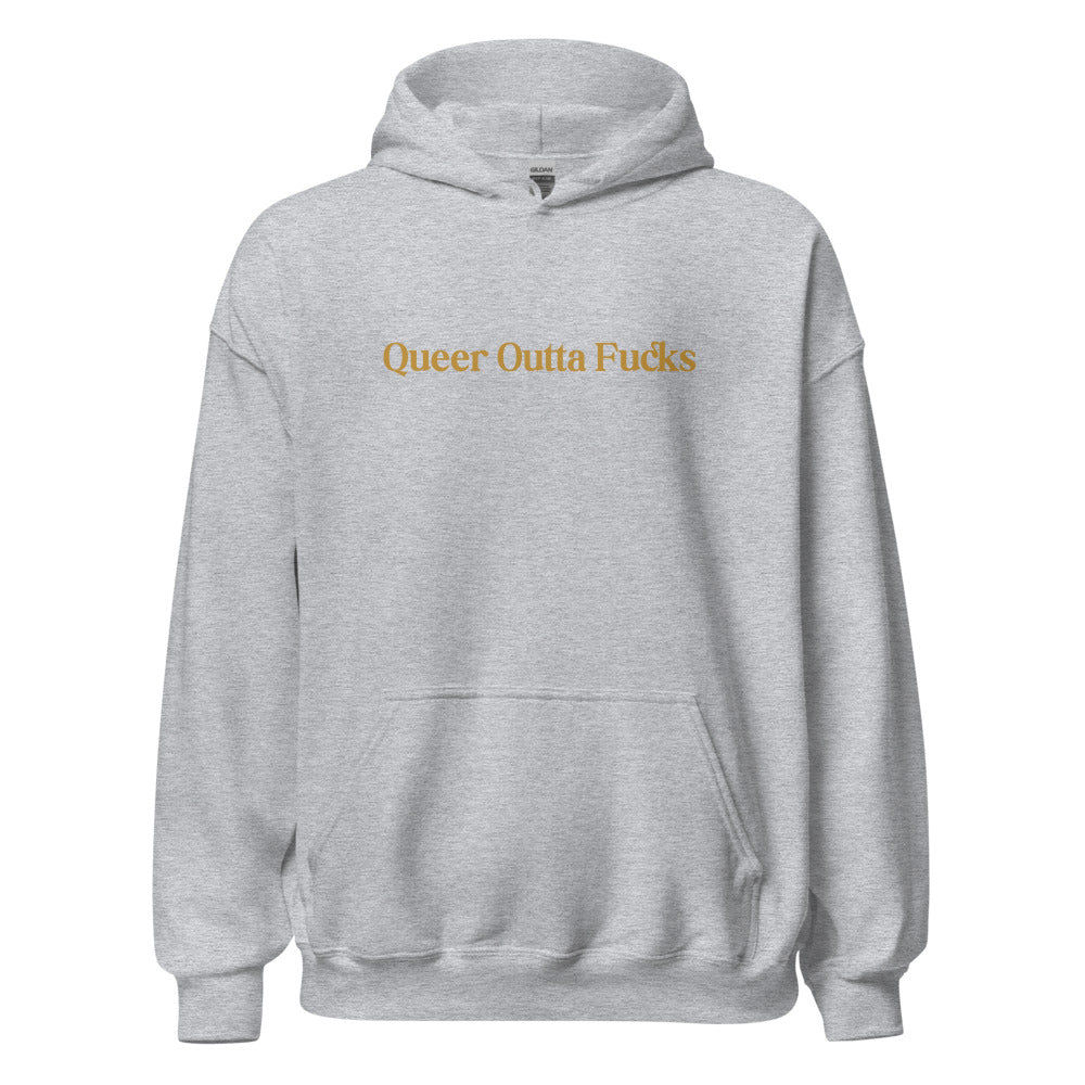 Unisex - Hoodie - Queer Outta Fucks in Gold